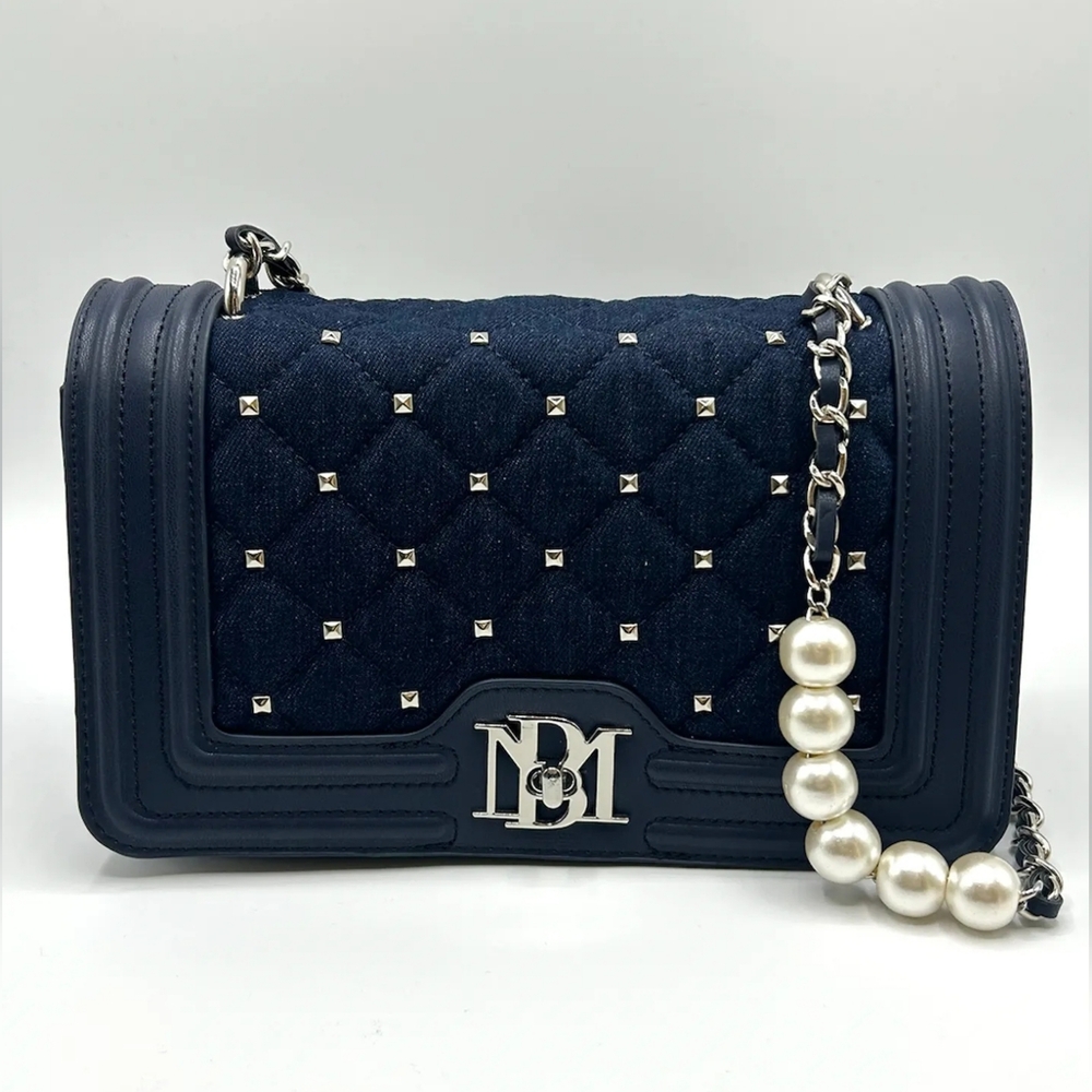Badgley Mischka Quilted Denim Crossbody Bag